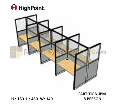 Panen Raya Furniture Workstation 8 Seater Glass Tinggi 180 HighPoint Partition JPM Light Grey