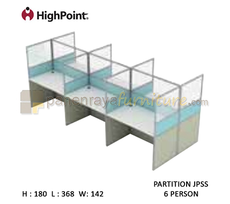 Panen Raya Furniture Workstation 6 Seater Glass Tinggi 180 HighPoint Partition JPSS Oxford Cherry