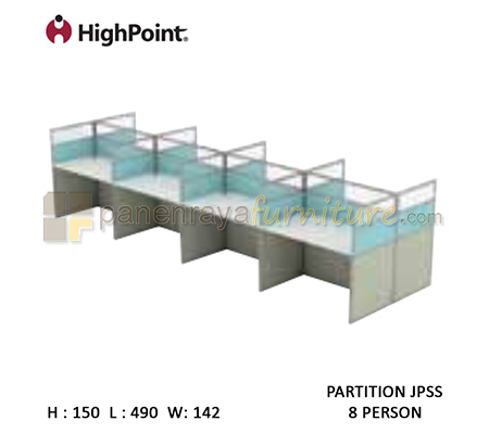 Panen Raya Furniture Workstation 8 Seater Glass Tinggi 150 HighPoint Partition JPSS Oxford Cherry