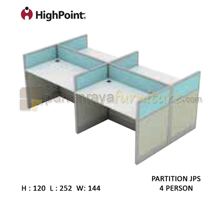 Panen Raya Furniture Workstation 4 Seater Tinggi 120 HighPoint Partition JPS Light Grey