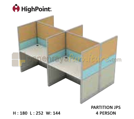 Panen Raya Furniture Workstation 4 Seater Tinggi 180 HighPoint Partition JPS Light Grey