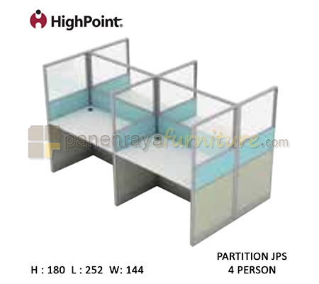 Panen Raya Furniture Workstation 4 Seater Glass Tinggi 180 HighPoint Partition JPS Oxford Cherry