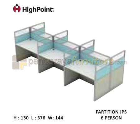 Panen Raya Furniture Workstation 6 Seater Glass Tinggi 150 HighPoint Partition JPS Light Grey