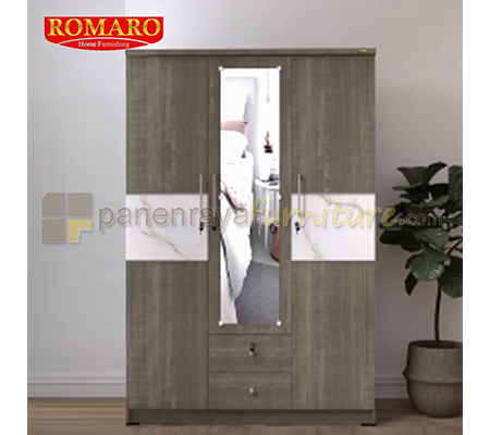 Panen Raya Lemari Pakaian 3 Pintu Cermin Romaro LPP 35 GC Grey 120x53x180 