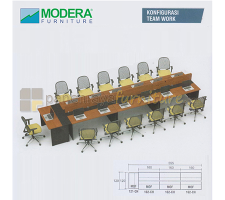 Panen Raya Workstation Staff 13 Seater Modera Configuration Team Work Cherry 555x129x75