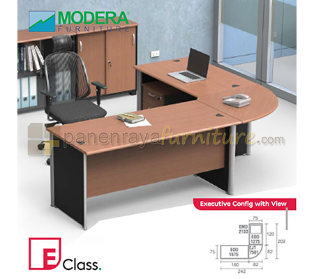 Panen Raya Meja Direktur Model L Modera Executive Config Beech-Black 242x202x75
