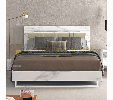 Panen Raya Ranjang Siantano Marble 180x200 White Glossy-Marble