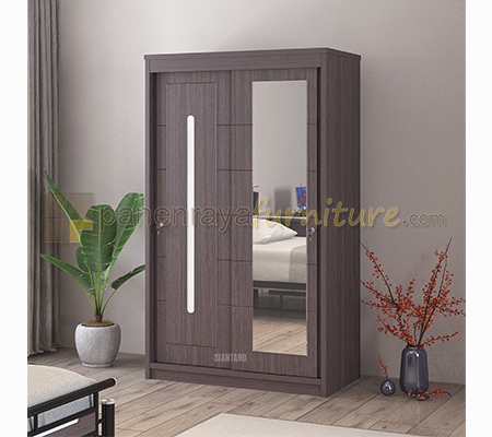 Panen Raya Lemari Pakaian 2 Pintu Sliding Siantano LP Windsor 2883 SL 120x60x200 Grey Ashtree