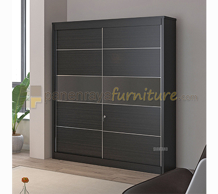 Panen Raya Lemari Pakaian 2 Pintu Sliding Siantano LP 385 SL 160x60x200 Walnut