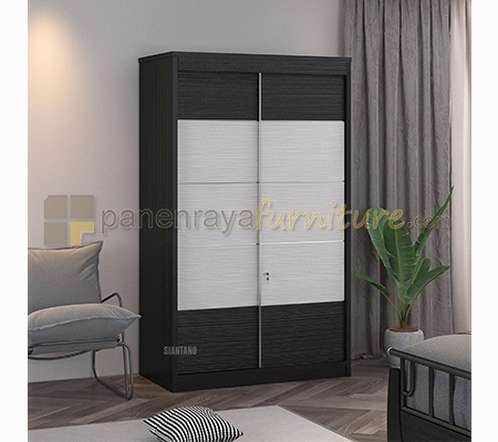 Panen Raya Lemari Pakaian 2 PIntu Sliding Siantano LP 285 SL 120x60x200 Walnut-White wash