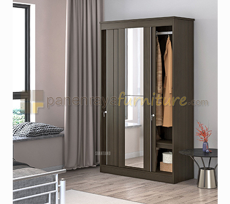 Panen Raya Furniture Lemari Pakaian 2 Pintu Sliding Siantano LP Havana 253 SL 100x55x200 Brown Oak