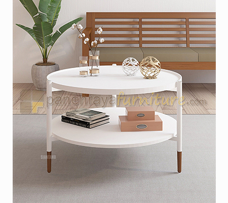 Panen Raya Furniture Meja Tamu Siantano CT Lily D.70x40 Putih