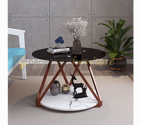 Panen Raya Meja Tamu Siantano CT Regina 70x45 Marble-Rose Gold