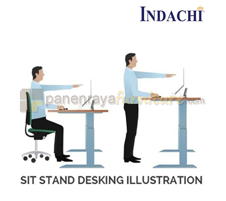 Panen Raya Furniture Meja Kerja Indachi Bastia Adjustable Desk BA 20 B Melamine 2000x1200x645-1230