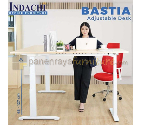 Panen Raya Furniture Meja Kerja L Indachi Bastia Adjustable Desk BA 181 B L Melamine 1800x800x645-1230