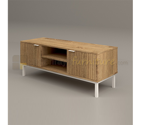Panen Raya Meja TV Kaki Besi Orbitrend Isla Meja TV Beaufort Oak White